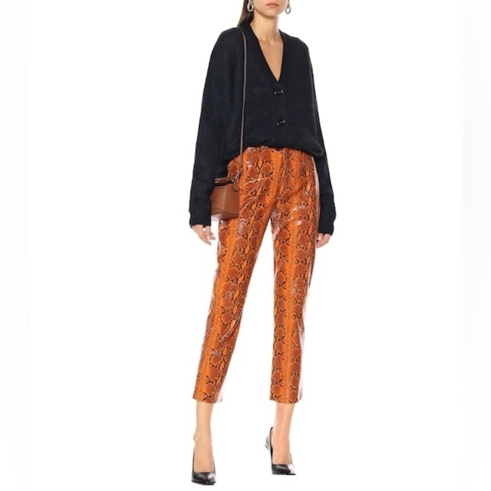 Grlfrnd Orange Snake Print Leather Straight Leg Pants 26 - Picture 3 of 13